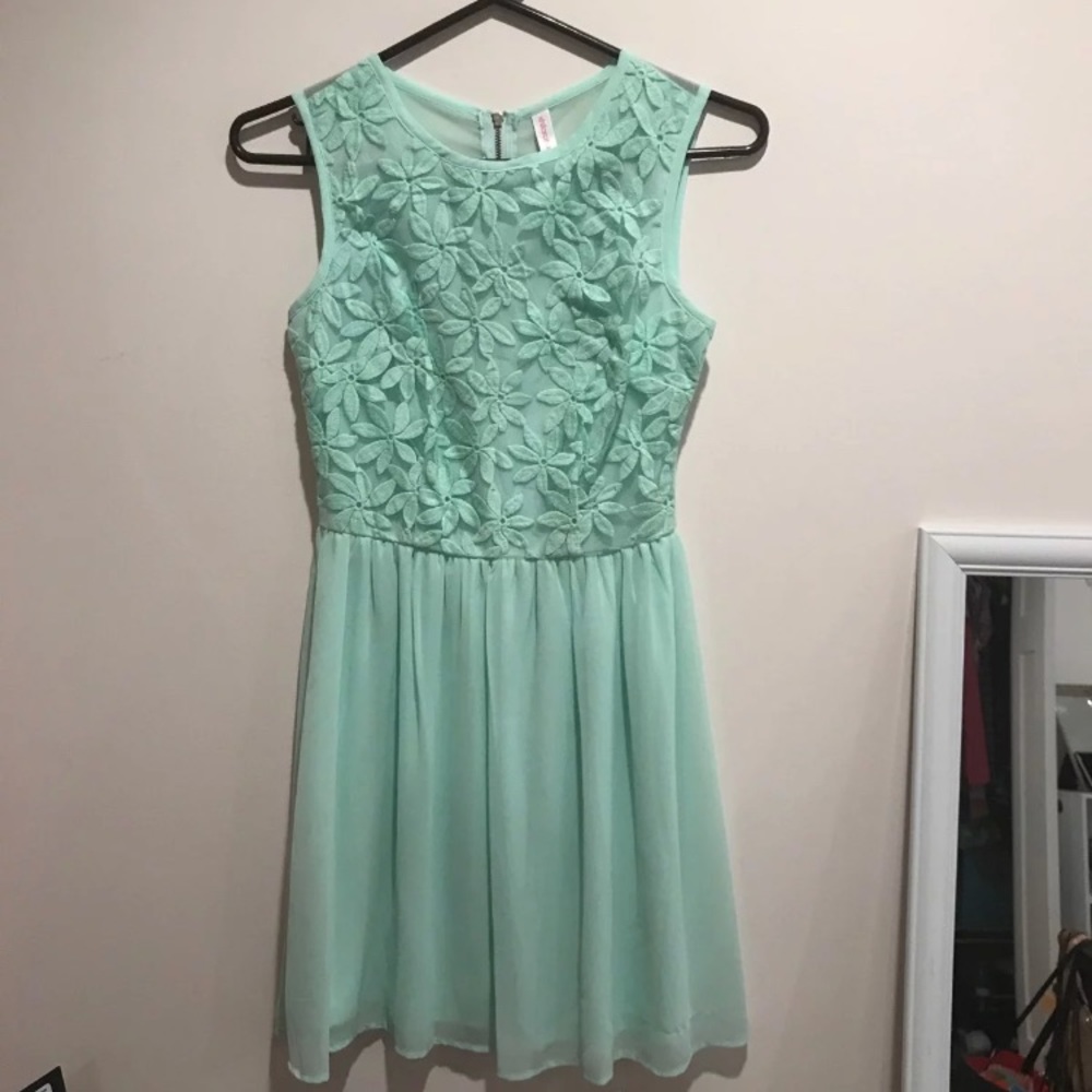 Teal floral semi-formal dress